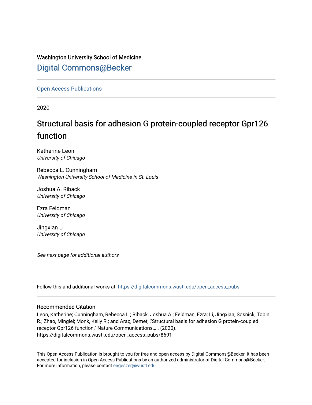 Structural Basis for Adhesion G Protein-Coupled Receptor Gpr126 Function