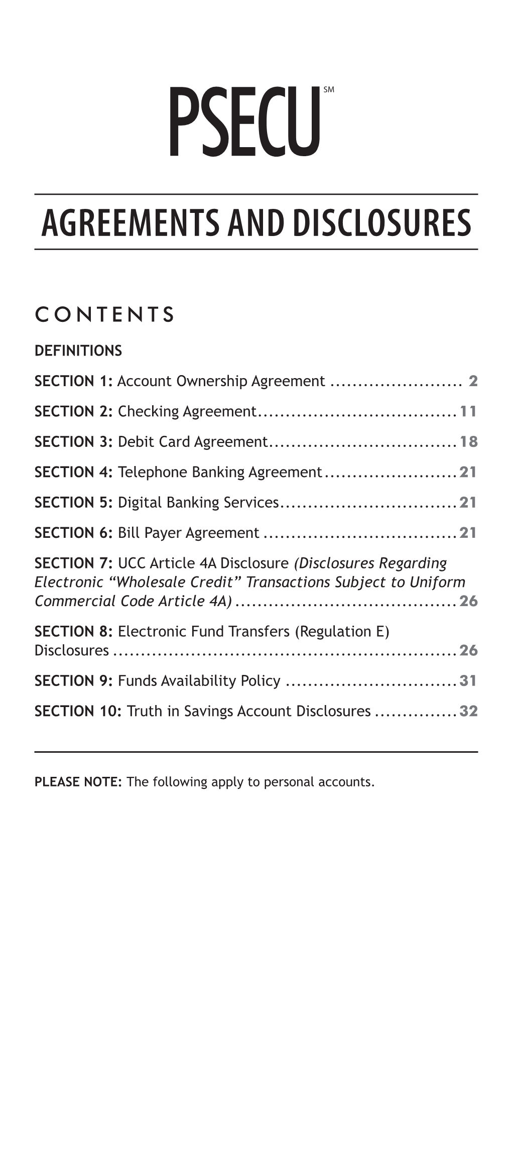 Agreements and Disclosures