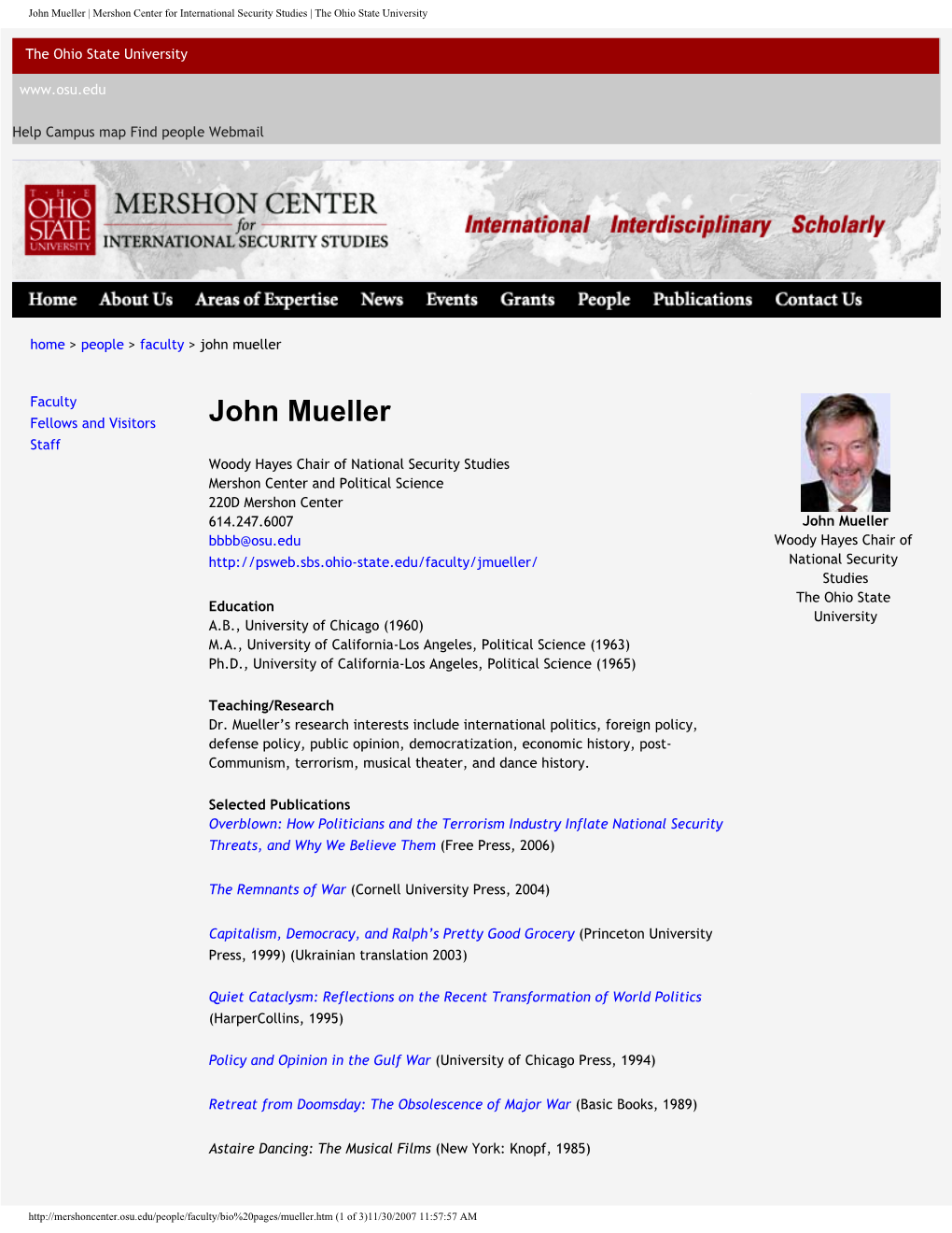 John Mueller | Mershon Center for International Security Studies | the Ohio State University