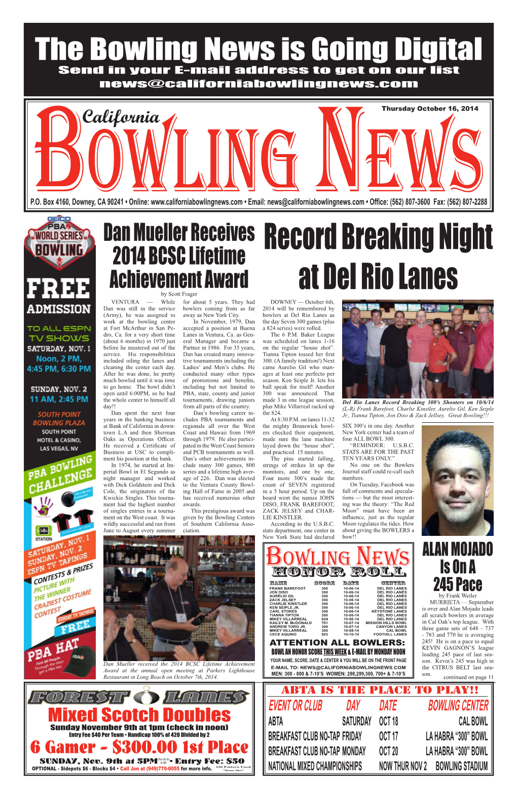 Record Breaking Night at Del Rio Lanes