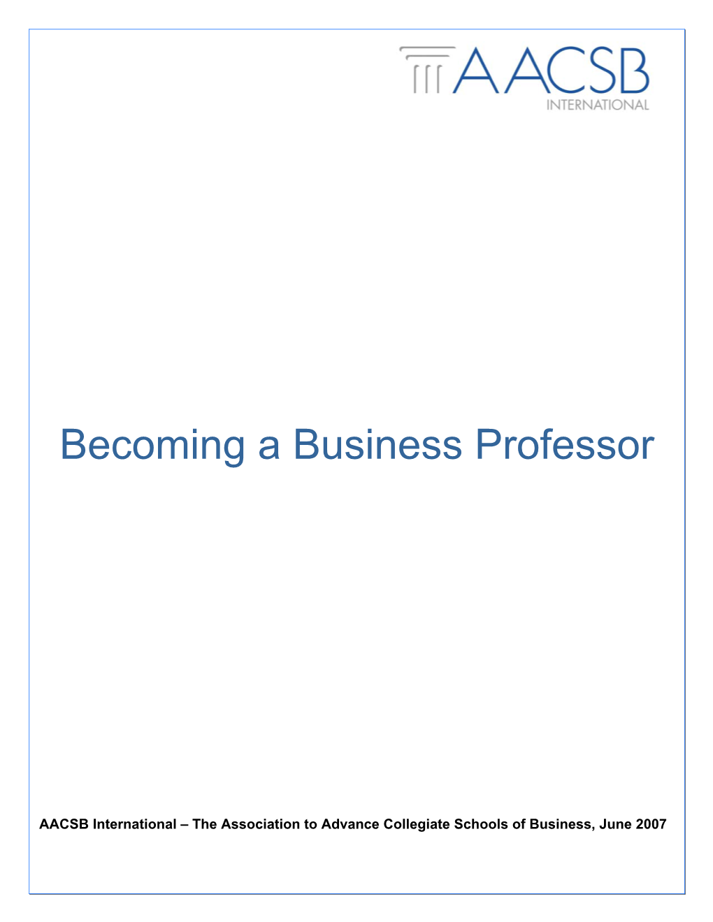 Becoming a Business Professor