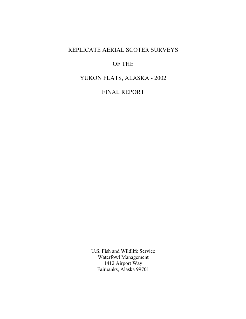 Yukon Flats Scoter Timing Survey