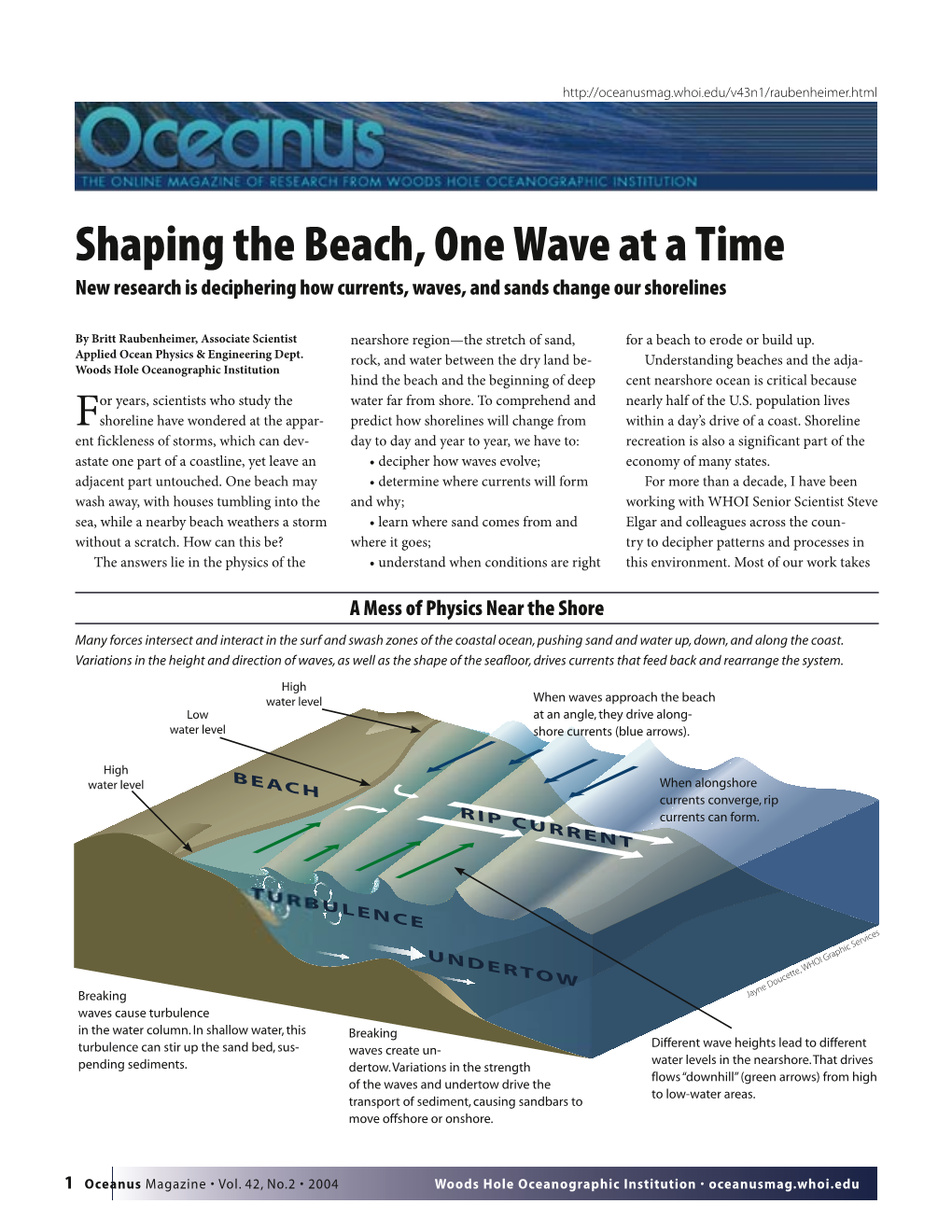 Shaping the Beach, One Wave at a Time New Research Is Deciphering How Currents, Waves, and Sands Change Our Shorelines