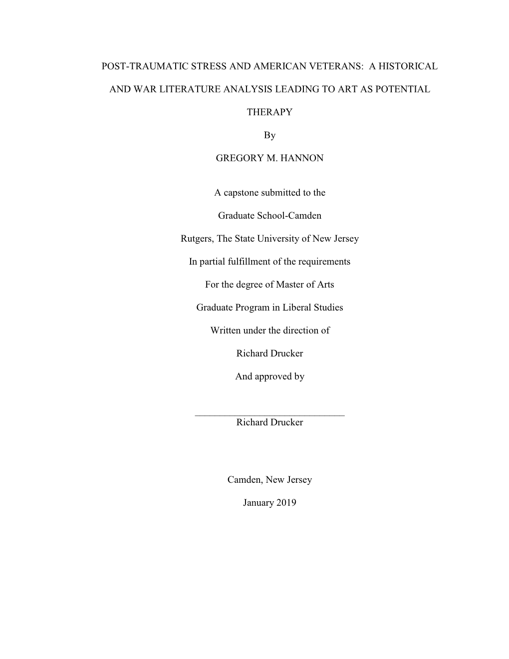 Post-Traumatic Stress and American Veterans: a Historical