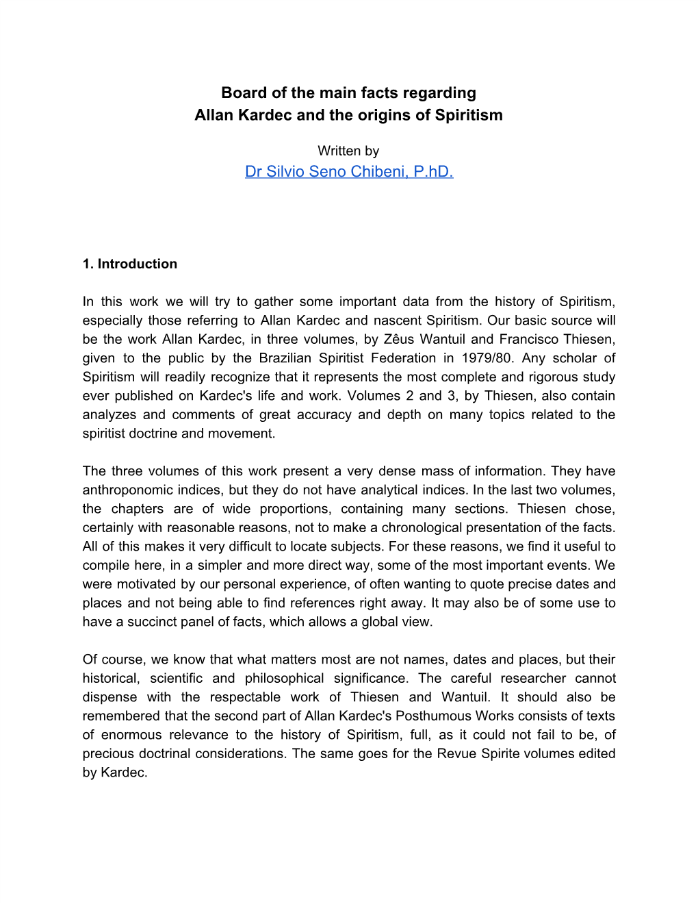 Board of the Main Facts Regarding Allan Kardec and the Origins of Spiritism