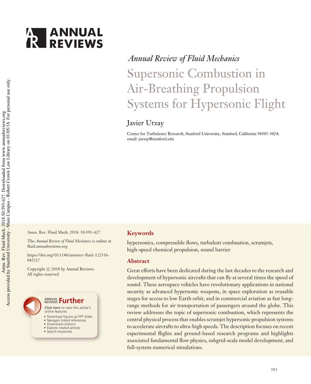 Supersonic Combustion in Air-Breathing Propulsion Systems for Hypersonic Flight