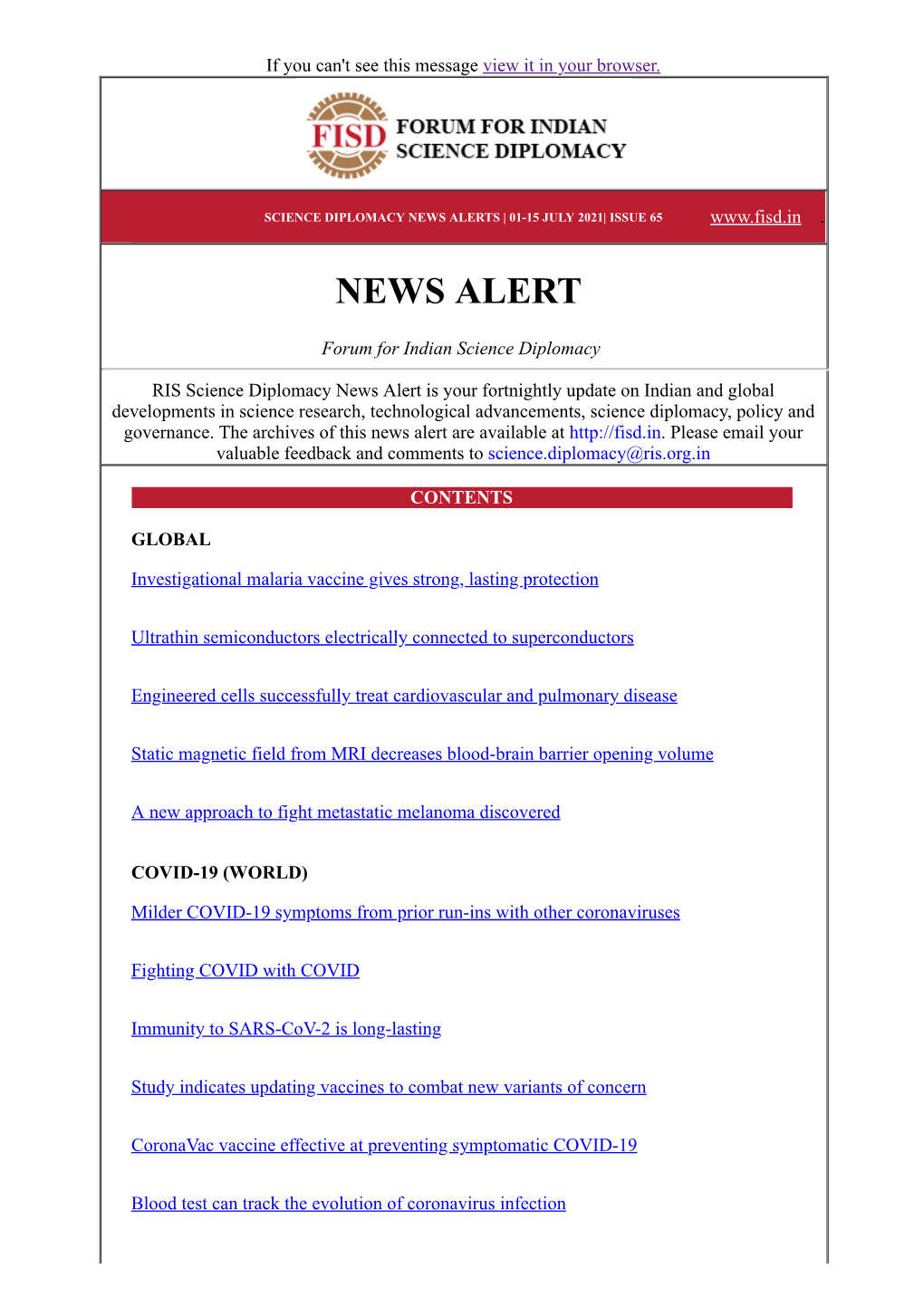 News Alerts | 01-15 July 2021| Issue 65