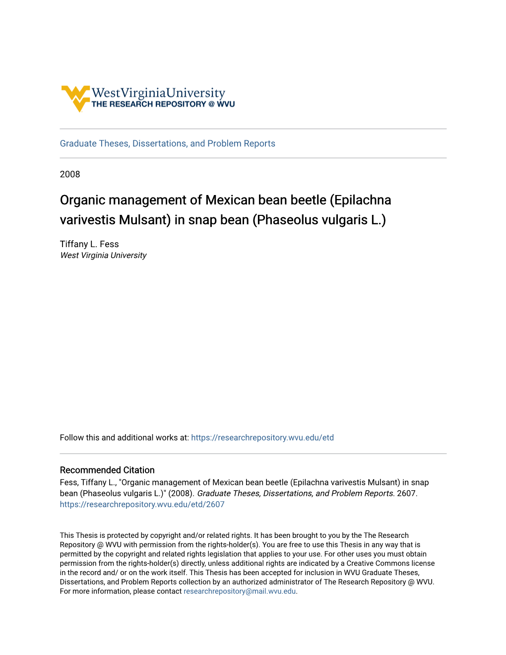 Organic Management of Mexican Bean Beetle (Epilachna Varivestis Mulsant) in Snap Bean (Phaseolus Vulgaris L.)