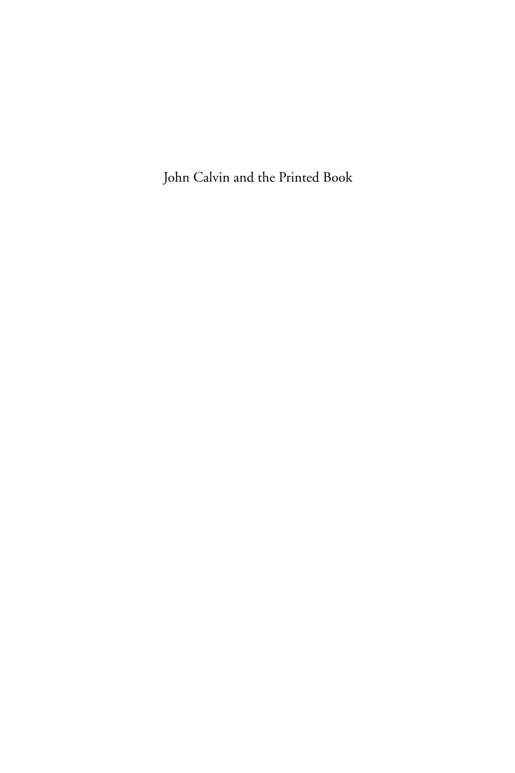 John Calvin and the Printed Book