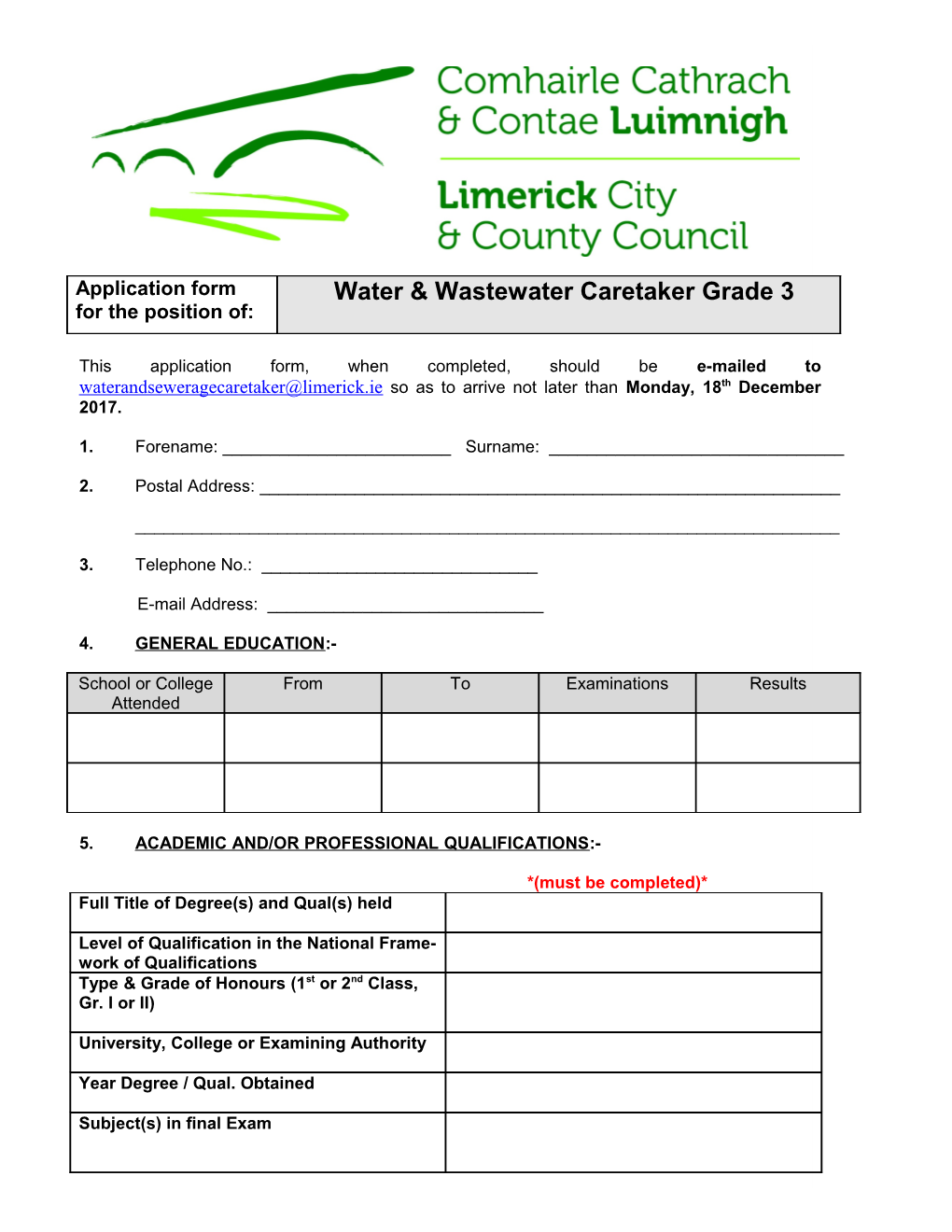 Water & Wastewater Caretaker Grade 3