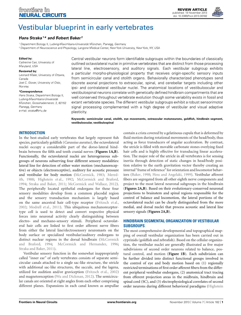 Vestibular Blueprint in Early Vertebrates