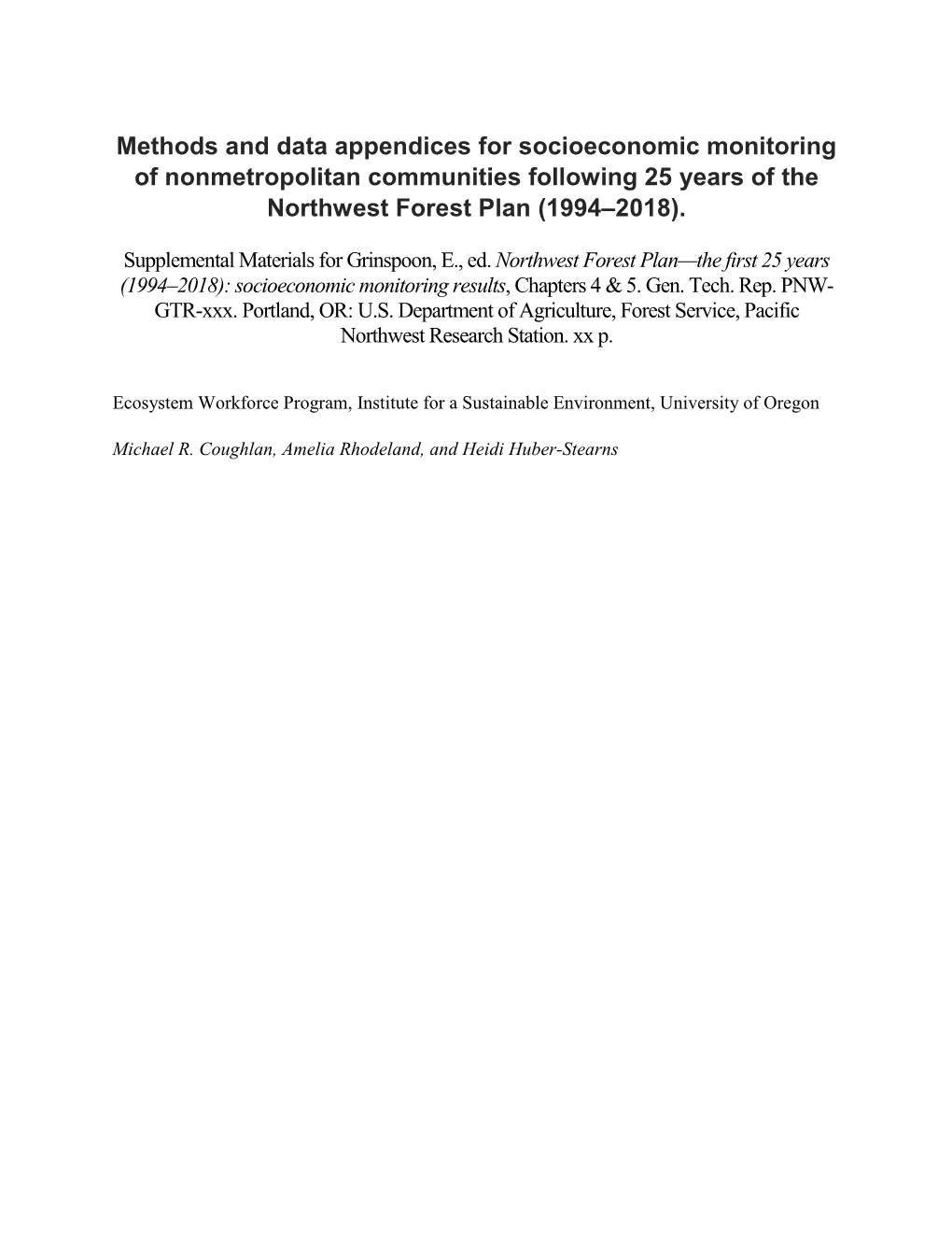 Methods and Data Appendices for Socioeconomic Monitoring of Nonmetropolitan Communities Following 25 Years of the Northwest Forest Plan (1994–2018)