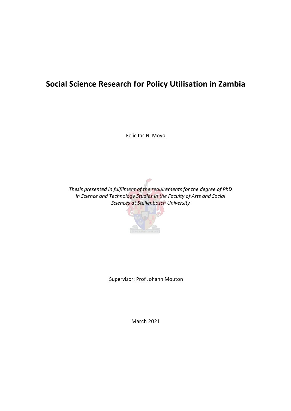 Social Science Research for Policy Utilisation in Zambia