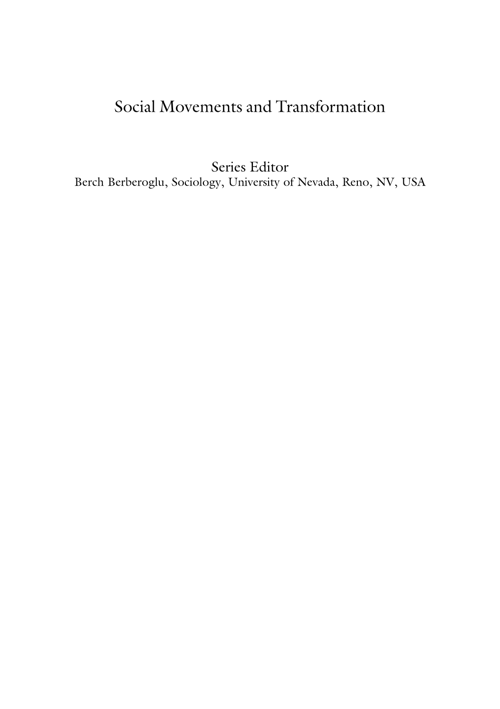 Social Movements and Transformation
