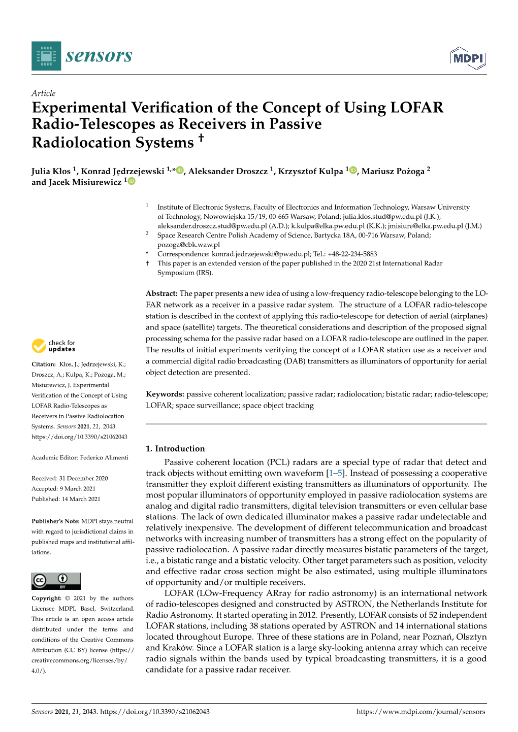 Experimental Verification of the Concept of Using LOFAR Radio