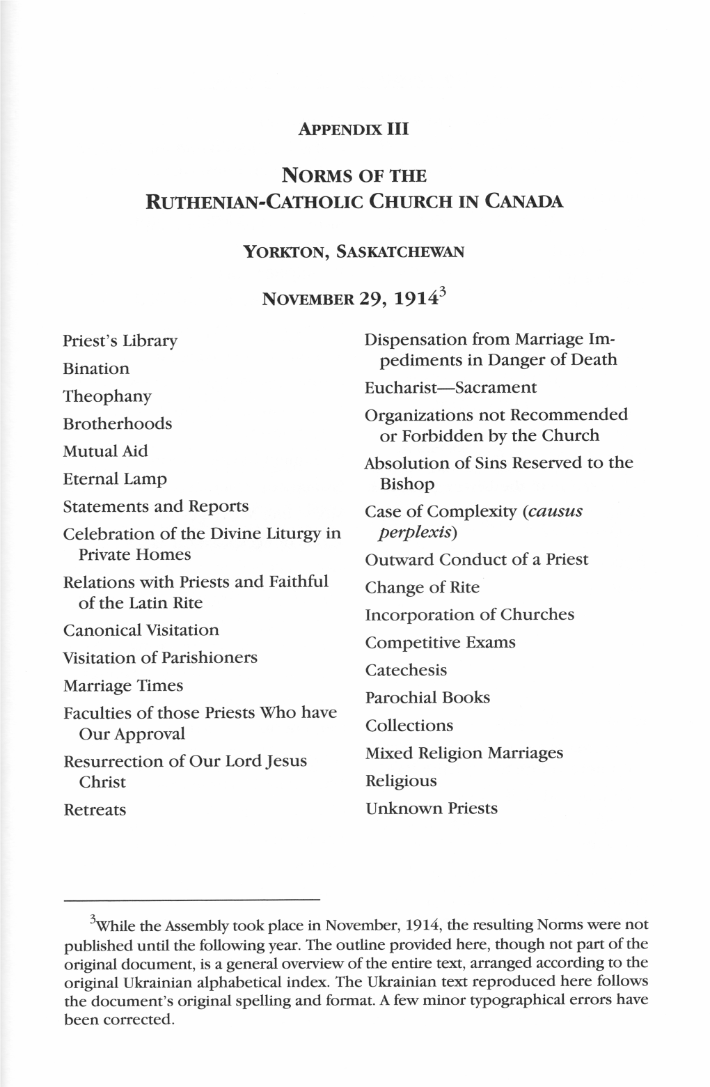Norms of the Ruthenian-Catholic Church in Canada