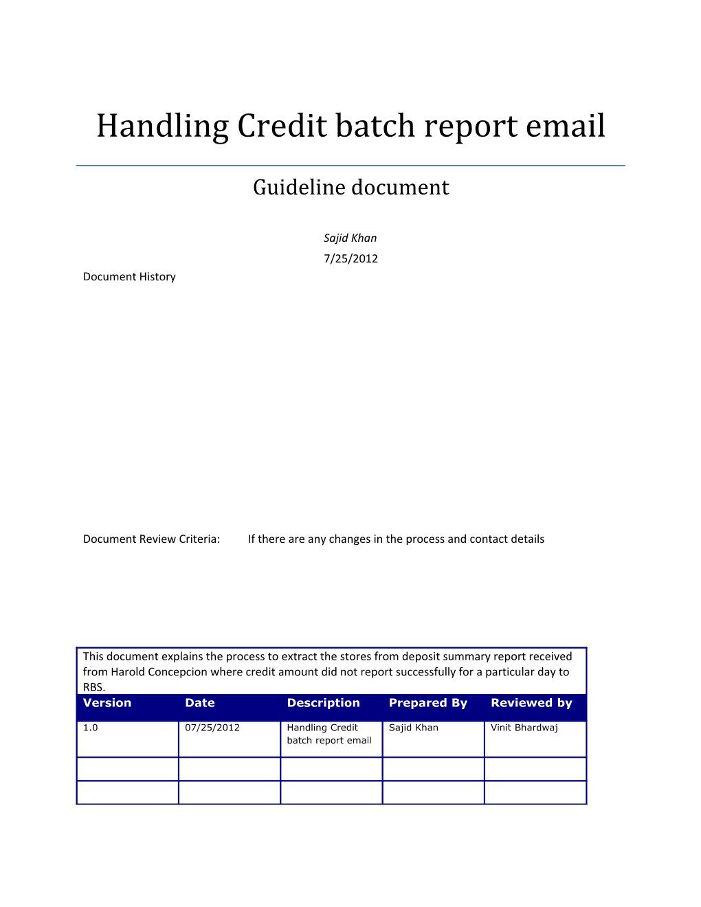 Handling Credit Batch Report Email