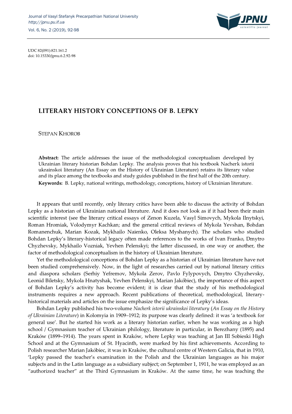 Literary History Conceptions of B