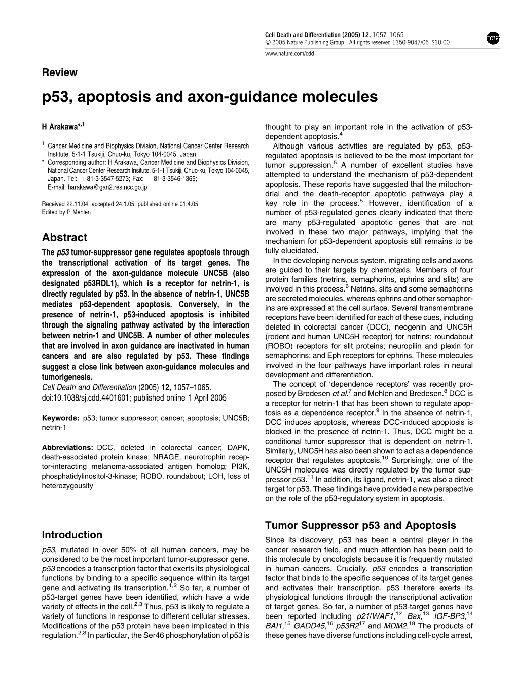 P53, Apoptosis and Axon-Guidance Molecules
