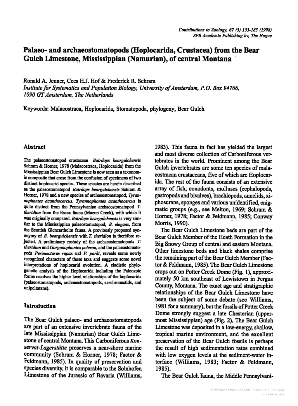 Palaeo-And Archaeostomatopods (Hoplocarida, Crustacea) from The