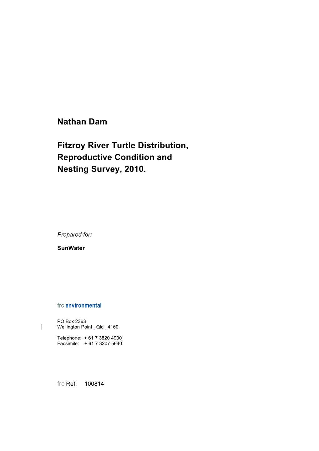 Nathan Dam Fitzroy River Turtle Distribution, Reproductive