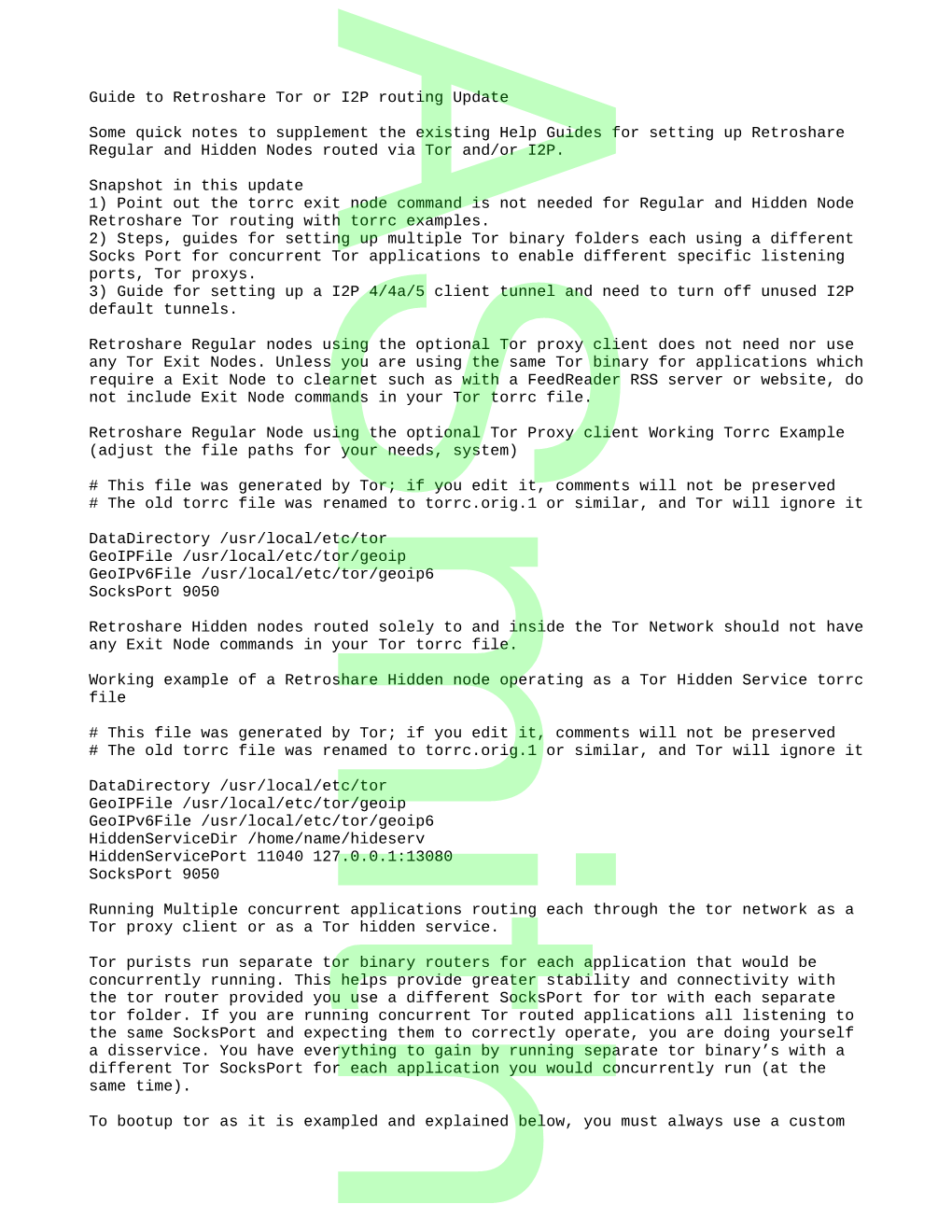 Guide to Retroshare Tor Or I2P Routing Update Some Quick Notes To