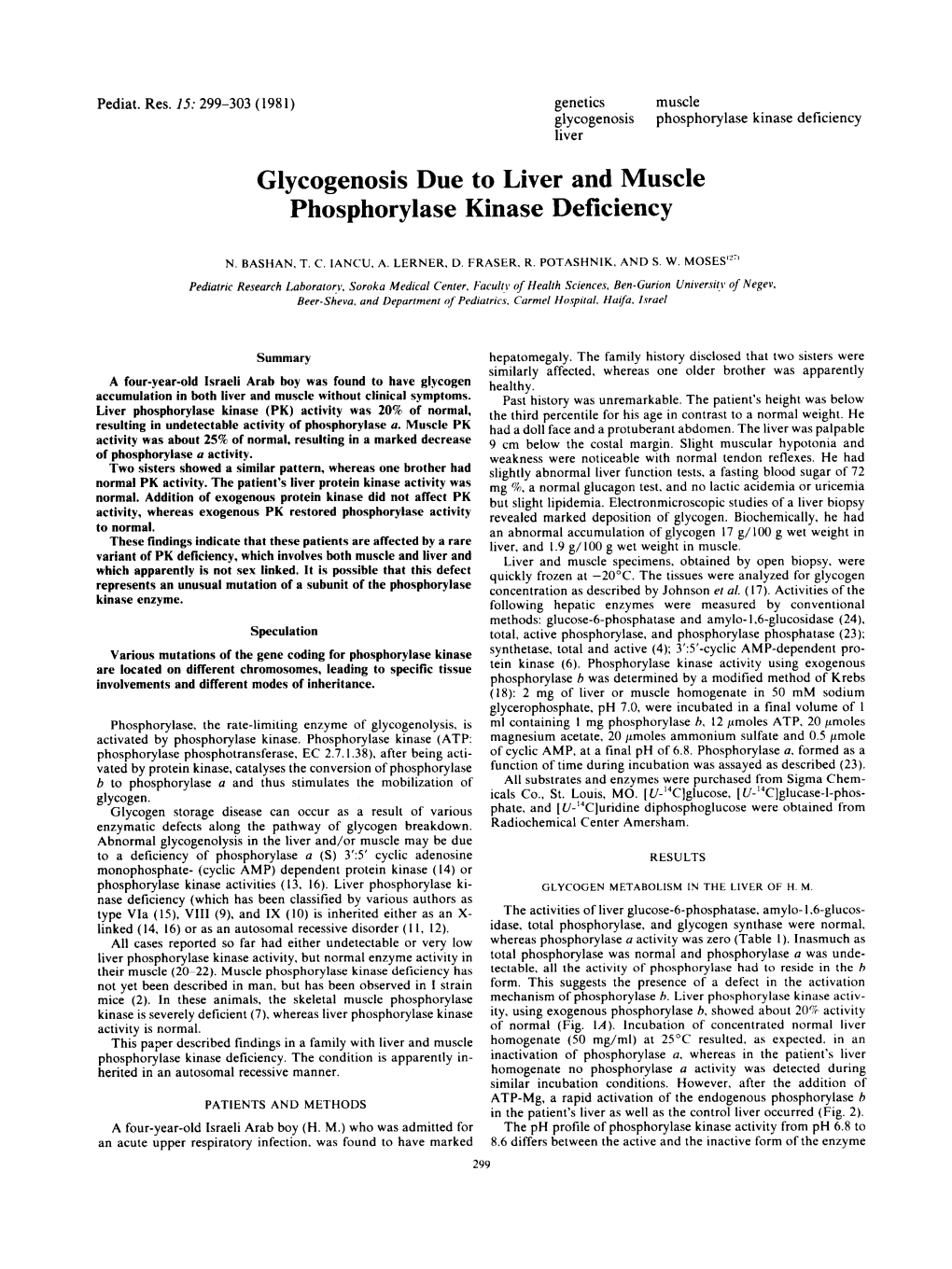 Glycogenosis Due to Liver and Muscle Phosphorylase Kinase Deficiency