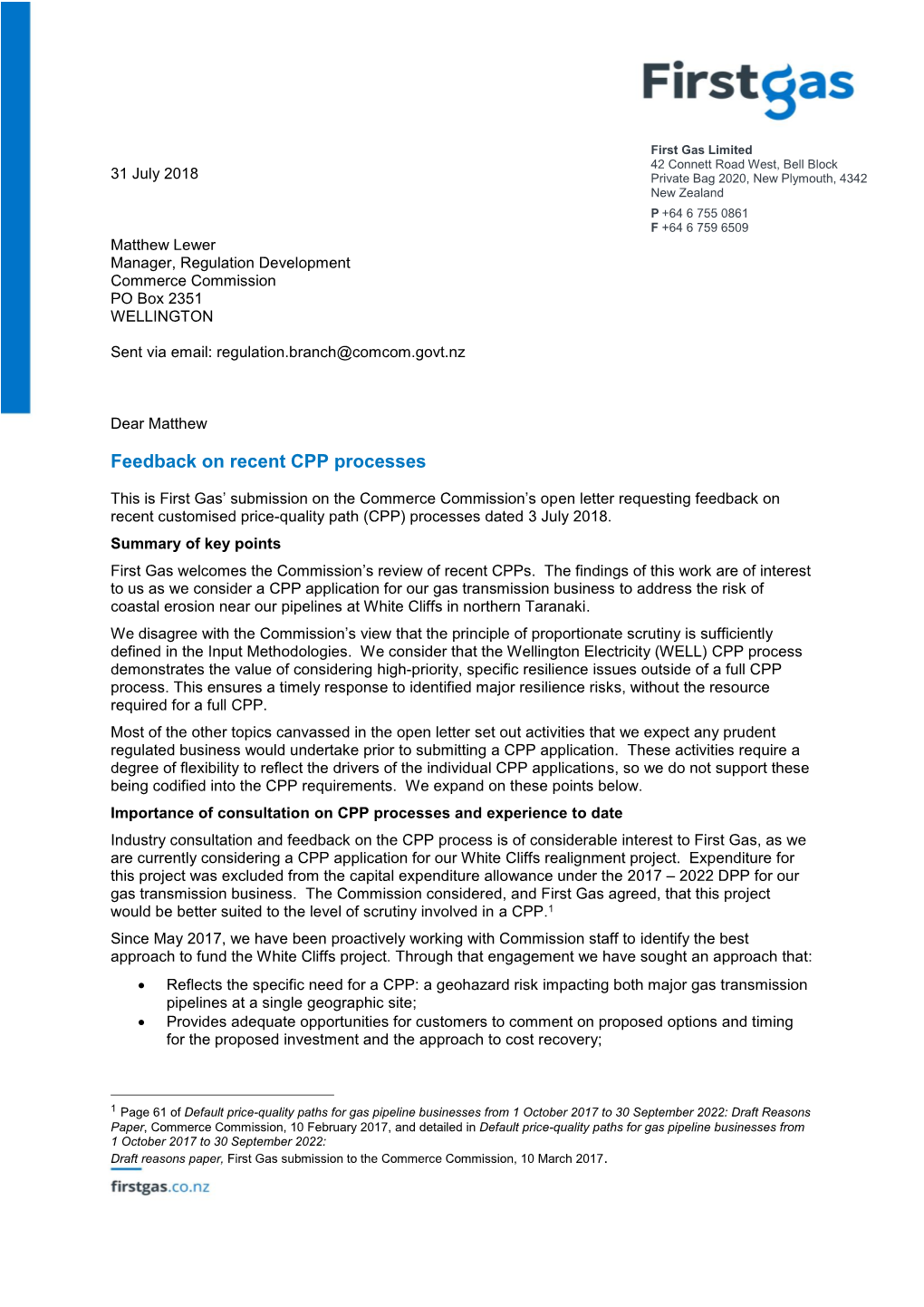 Commerce Commission CPP Open Letter July 2018