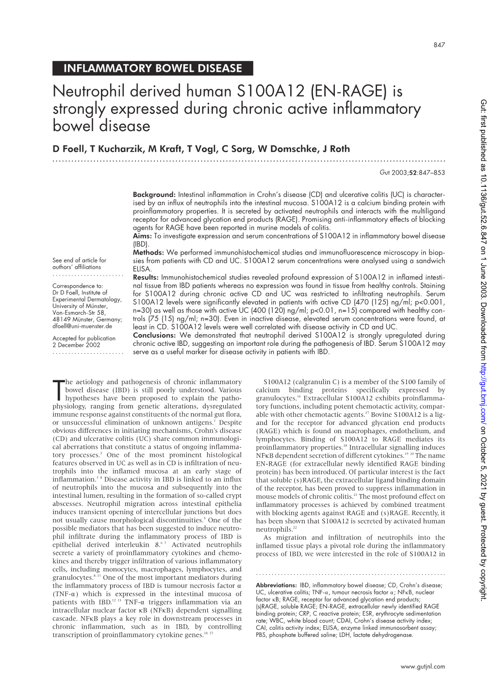 Is Strongly Expressed During Chronic Active Inflammatory Bowel Disease