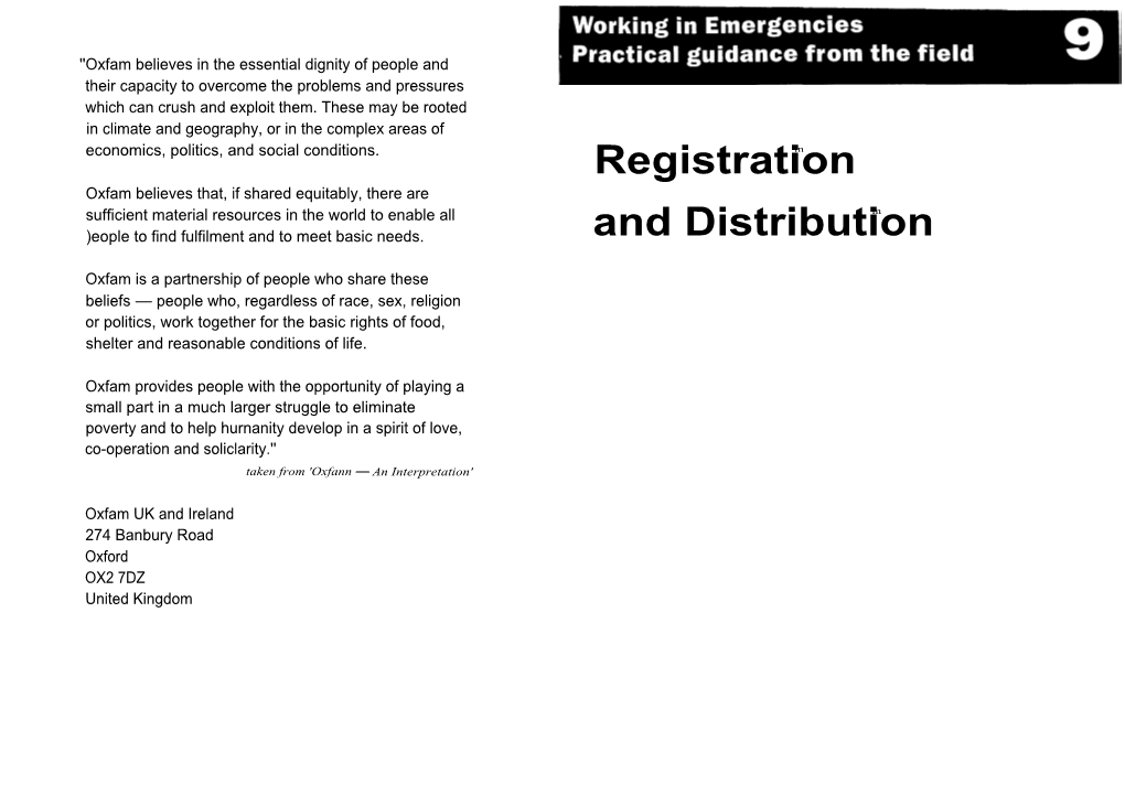 Registration and Distribution