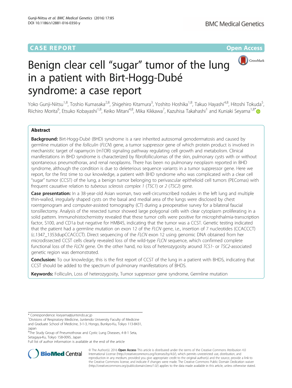 “Sugar” Tumor of the Lung in a Patient with Birt-Hogg-Dubé Syndrome