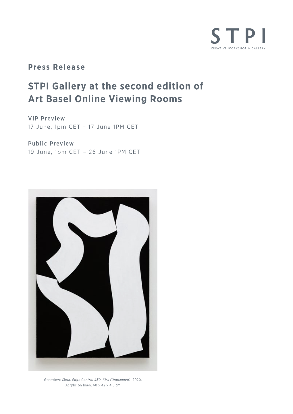 STPI Gallery at the Second Edition of Art Basel Online Viewing Rooms