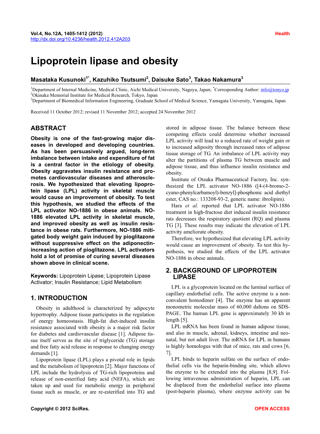 Lipoprotein Lipase and Obesity