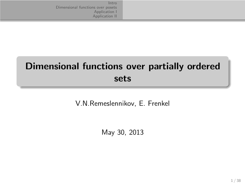 Dimensional Functions Over Partially Ordered Sets