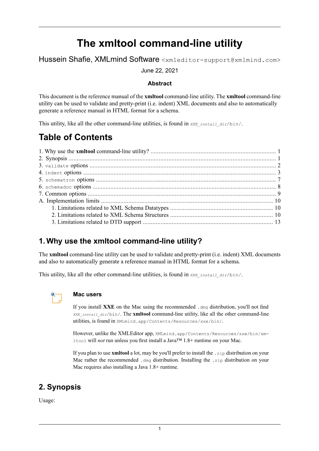 Xmltool Indent Indent Options Validate Options [2] Common Options [9] [ Xml File ]*