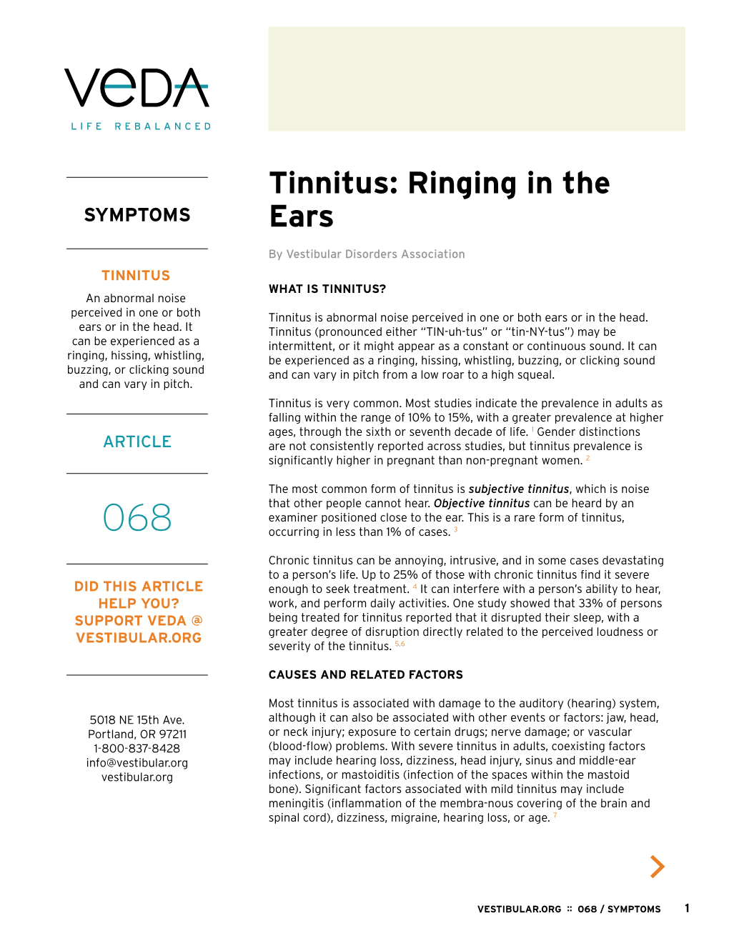 Tinnitus: Ringing in the SYMPTOMS Ears