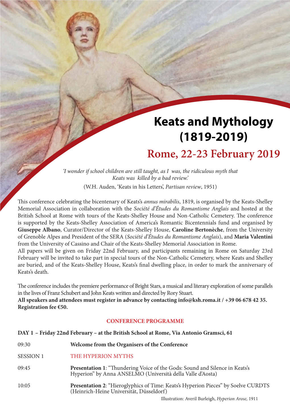 Keats and Mythology (1819-2019) Rome, 22-23 February 2019