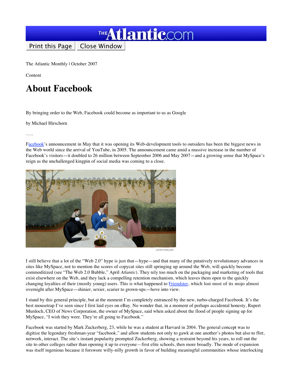 The Atlantic Online | October 2007 | About Facebook | Michael Hirschorn