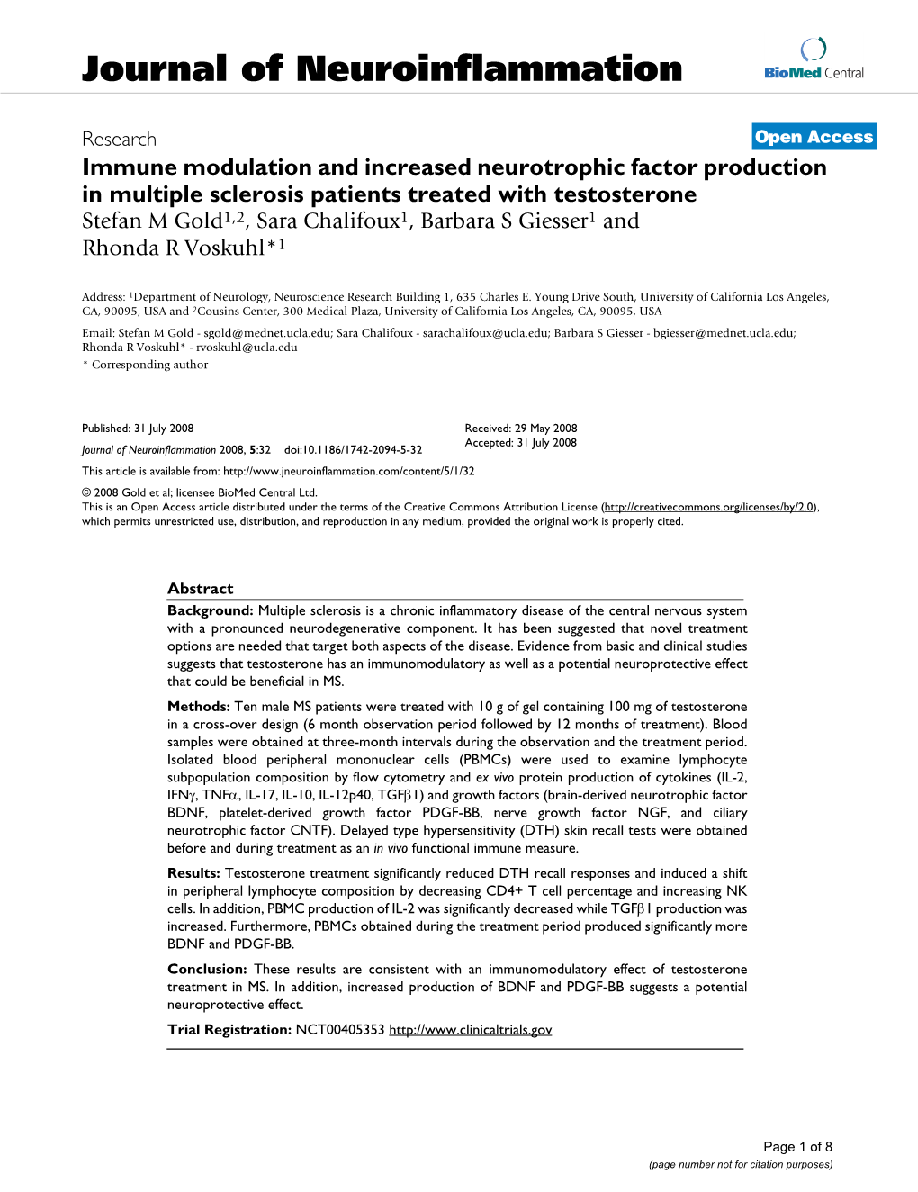 Journal of Neuroinflammation Biomed Central