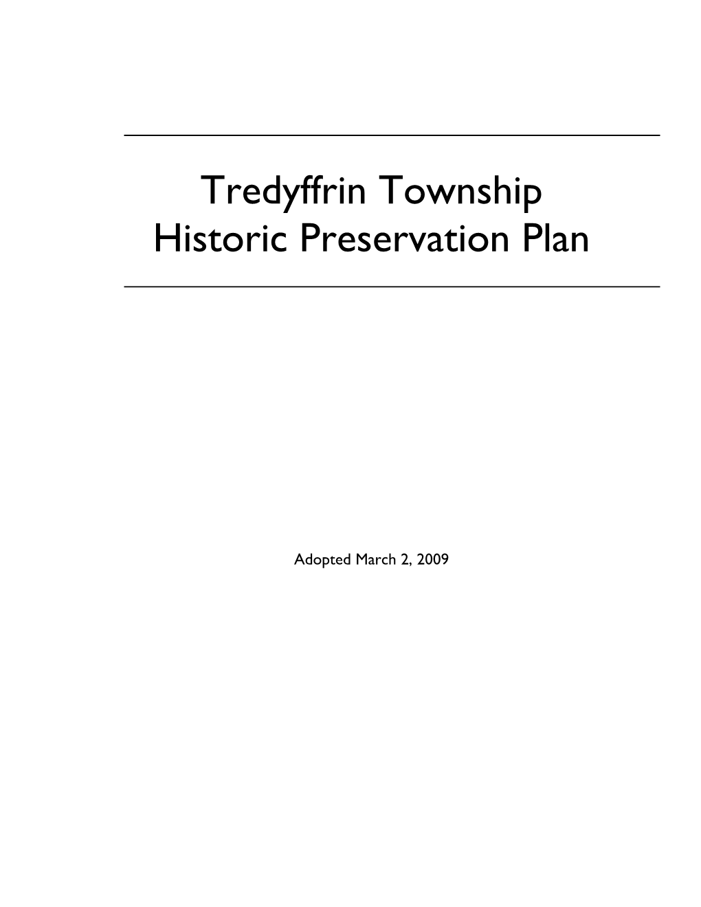 Tredyffrin Township Historic Preservation Plan