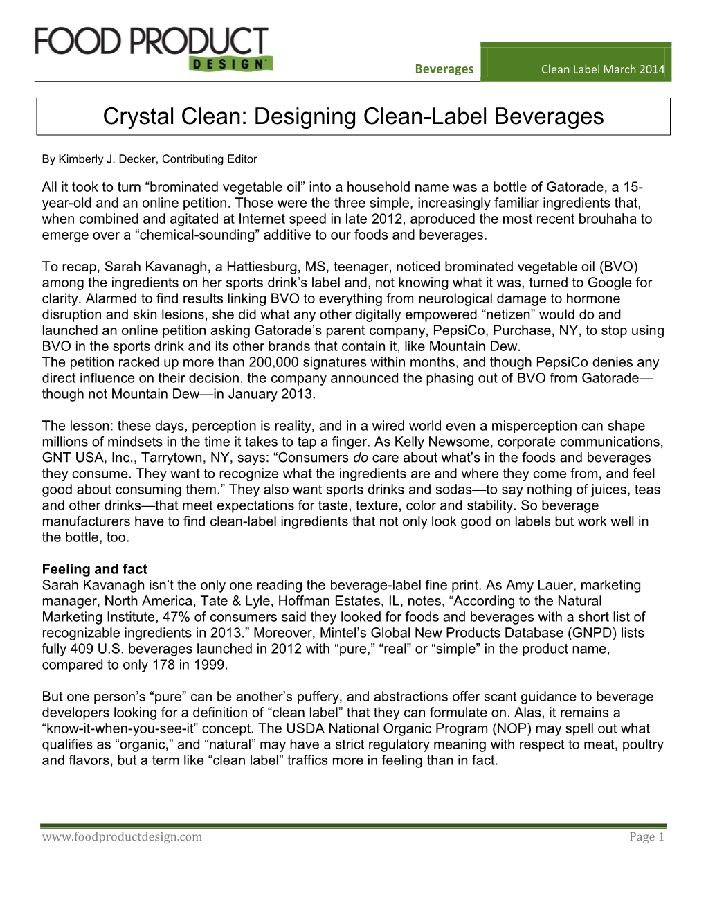 Designing Clean-Label Beverages