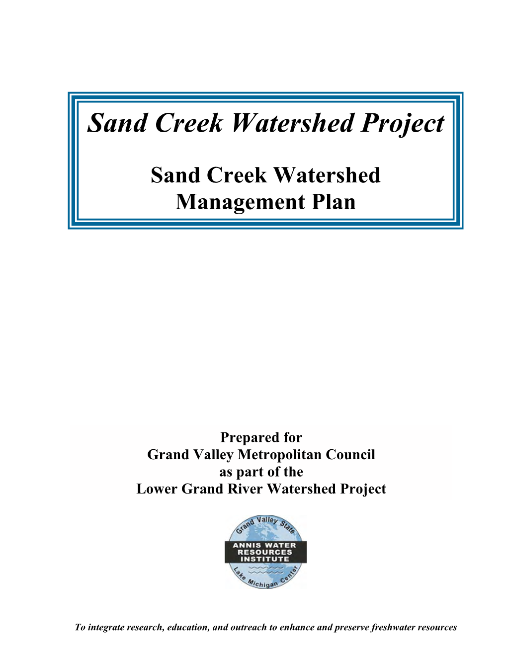 Sand Creek Watershed Management Plan