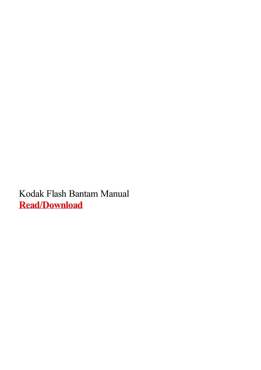 Kodak Flash Bantam Manual