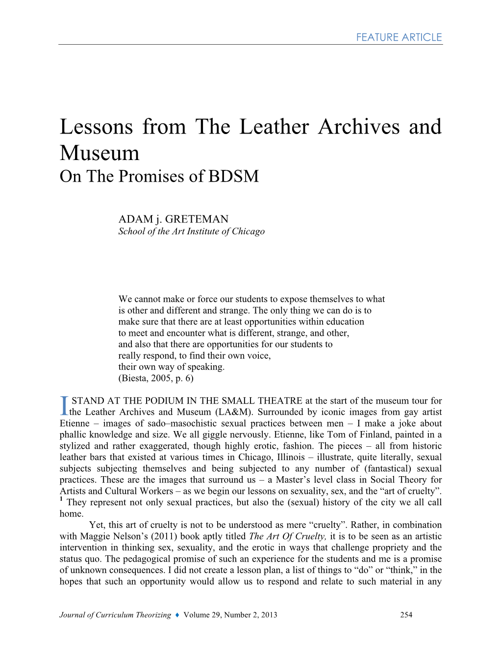 Lessons from the Leather Archives and Museum