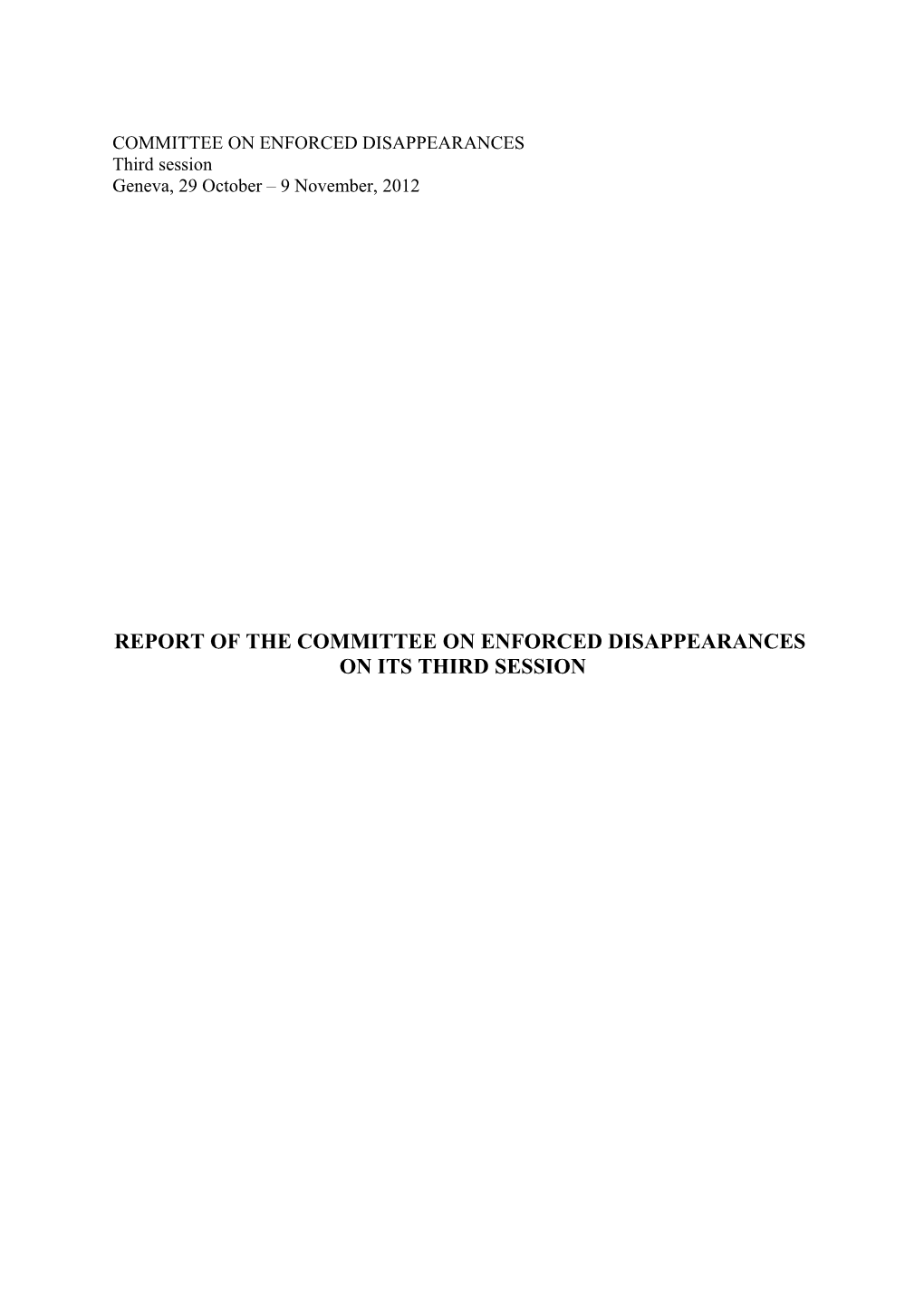 Report of the Committee on Enforced Disappearances