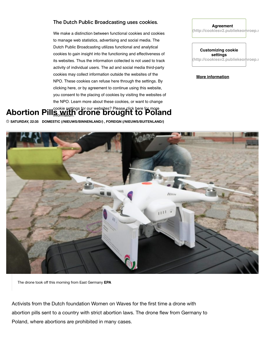 Abortion Pills with Drone Brought to Poland