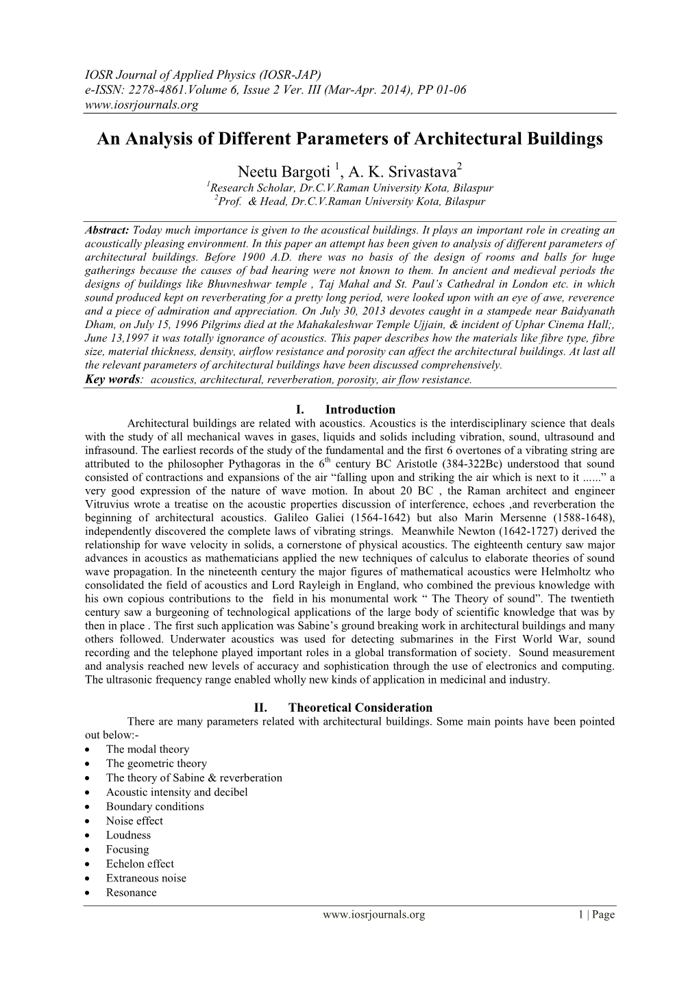 An Analysis of Different Parameters of Architectural Buildings