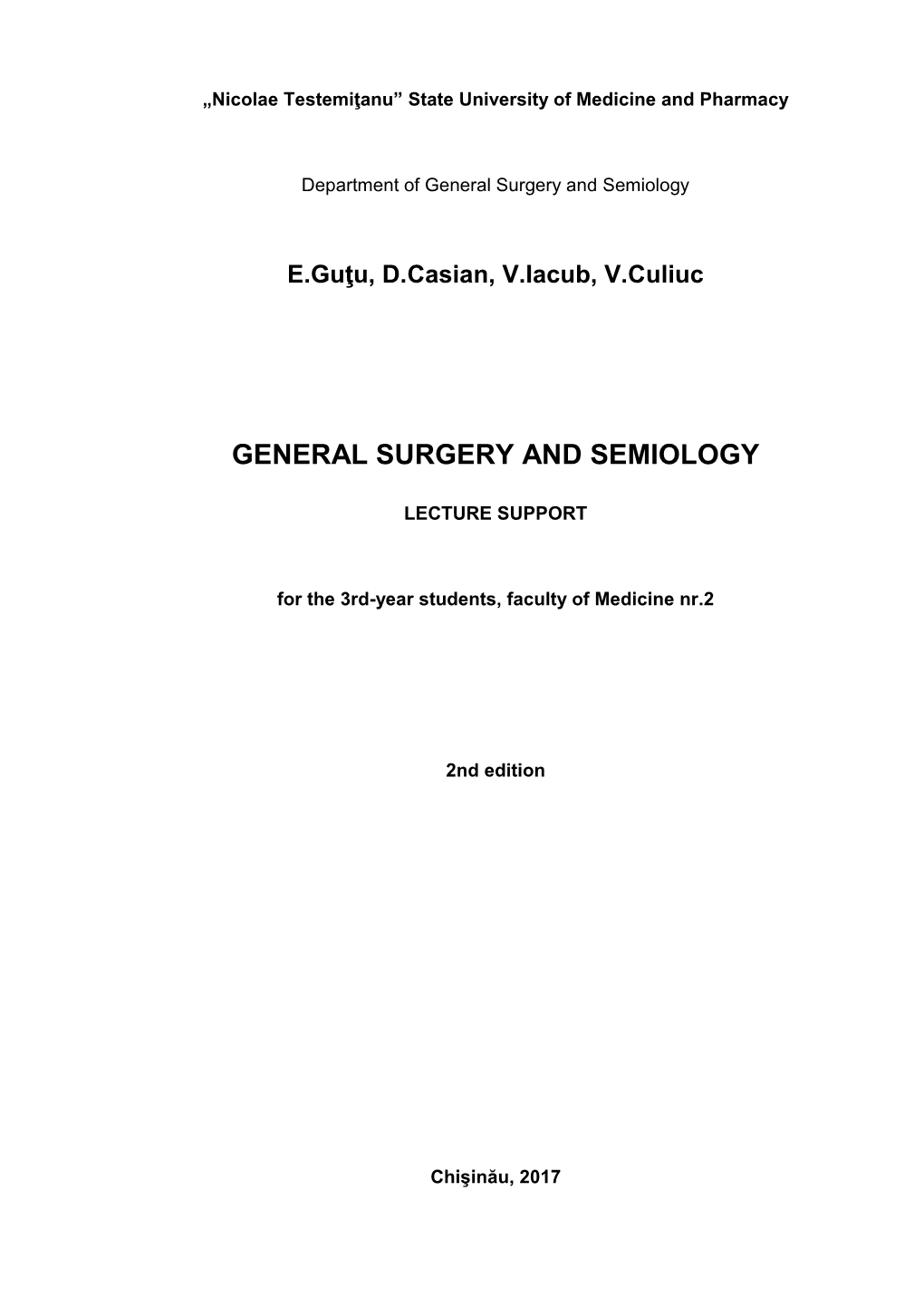 General Surgery and Semiology