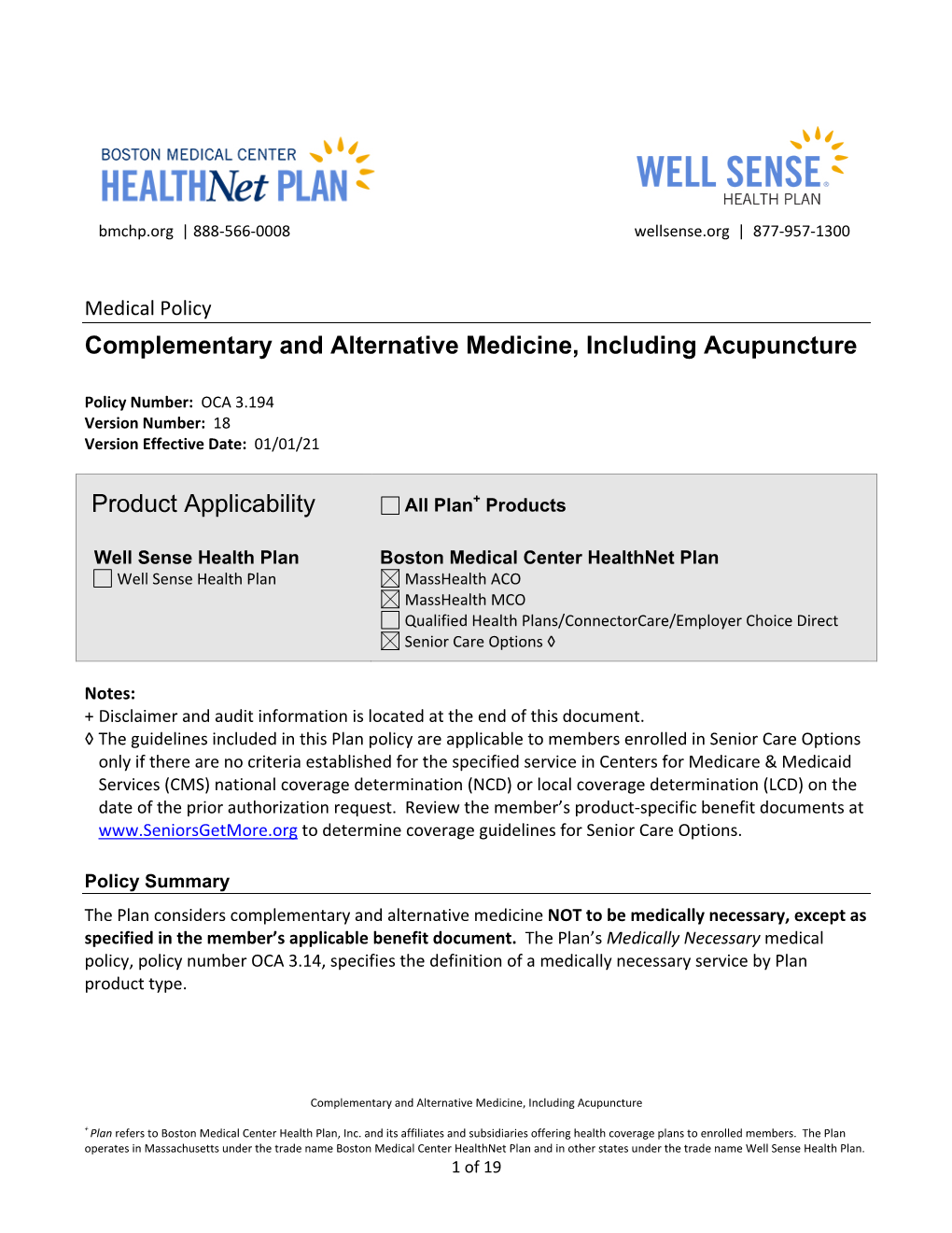 Complementary and Alternative Medicine, Including Acupuncture