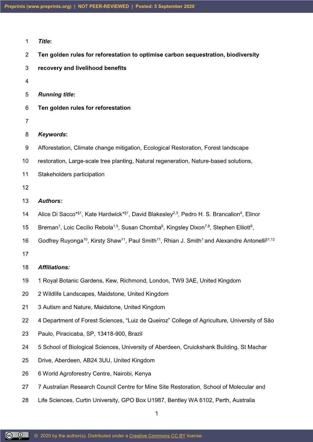 1 Ten Golden Rules for Reforestation to Optimise Carbon Sequestration